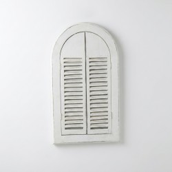 Espejo de pared Ventana de madera redondeada con panel de lumbrera, decoración interior elegante