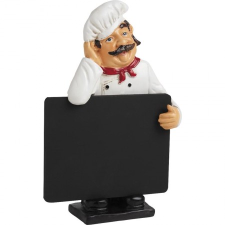 Blackboard Restaurant Menu Chef in Resin Flat for Table and Counter Professional Decor