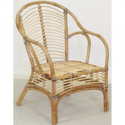 Natürlicher Rattan-Sessel mit komfortablen Kissen für Wohnzimmer, Garten, Veranda und Terrasse