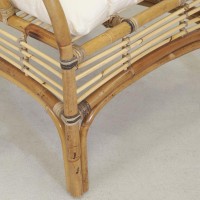 Natural rattan armchair with comfortable cushion for living room, garden, veranda and patio