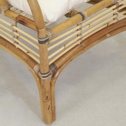 Natural rattan armchair with comfortable cushion for living room, garden, veranda and patio