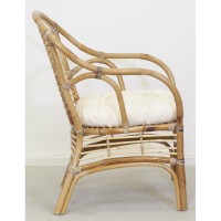 Natuurlijke rotan fauteuil met comfortabel kussen voor woonkamer, tuin, veranda en patio