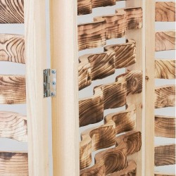 Paravent 3 panneaux en bois de pin brûlé naturel, séparateur de pièce bois brut naturel authentique