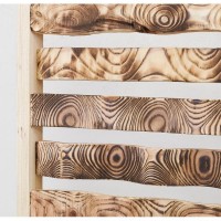 Pantalla 3 Paneles de madera de pino quemados naturales, separador de piezas de madera gruesas naturales auténticas