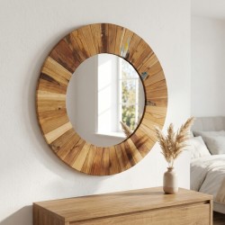 Großer Wandspiegel Rundholz Recycling Ø 77 cm, rustikal Handwerker für die Innendekoration