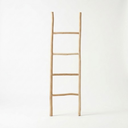 Échelle porte-serviettes en bois naturel bambou, design élégant pour salle de bain moderne et pratique