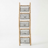 Skala Holzregal mit 5 entfernbaren Metallkörben, modernem Bad und Haushalt