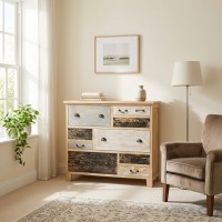 Wooden Dresser 9 flerfarget flerfarget skuffer, design lagring møbler for stue, rom og kontor