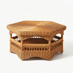 Mesa de café do hex natural do rattan, design do vintage e original para a sala de estar elegante