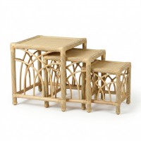 Zestaw 3 tabel Square Natural Ratan Switches, Eleganckie wspierane przełączniki i Widok widoku