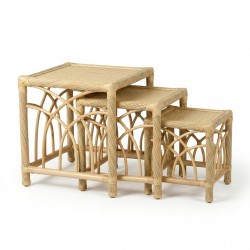 Sats med 3 tabeller Square Natural Ratan Switches, eleganta stödda switchar och visad förstärkning