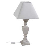 Lampe de salon en bois pied carré avec abat-jour hauteur 60 cm