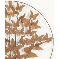 Wall decoration round metal aged butterflies Ø 64 cm