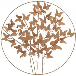 Wall decoration round metal aged butterflies Ø 64 cm