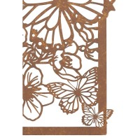 Retângulo de decoração de parede em metal envelhecido com decoração de borboleta