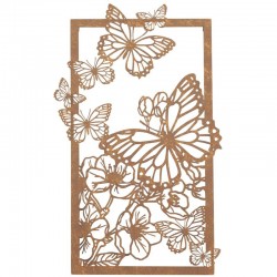 Rettangolo della decorazione del muro in metallo invecchiato con arredamento farfalla