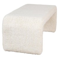 Banc intérieur bouclette blanc, banc design en bois confortable pour salon et entrée moderne