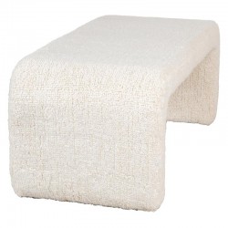Banc intérieur bouclette blanc, banc design en bois confortable pour salon et entrée moderne