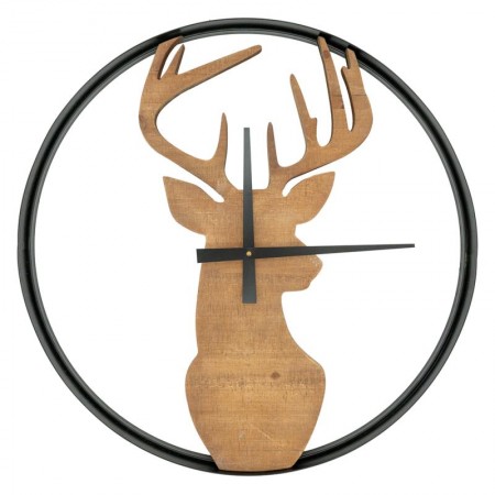 Orologio da parete in legno e metallo Cerf Pattern Ø 60 cm, stile naturale chic
