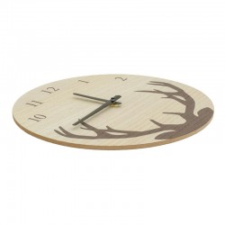 Wooden Wall Clock & Metal Cerf Pattern Ø30 cm, Natural Style for Kitchen & Office