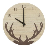 Orologio da parete in legno e modello di Cerf in metallo Ø30 cm, stile naturale per cucina e ufficio