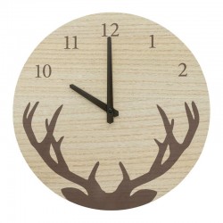 Relógio de parede de madeira & padrão de metal Cerf ø30 cm, estilo natural para cozinha e escritório