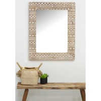 Espejo mural de madera rectangular - moldeado de espejo azteca, escultura espejo