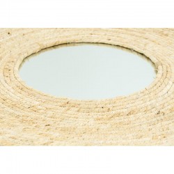 Espelho redondo de milho natural Ø 65 cm, parede elegância montada para sala de estar, quarto, banheiro