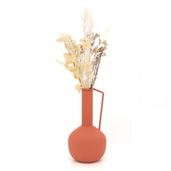Vase en Métal Terra Cotta avec Anse, Vase Déco Moderne Élégant pour Intérieur Chic et Tendance