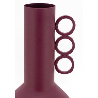 Vase en métal teinté cassis avec 3 anses, objet déco moderne élégant pour intérieur chic