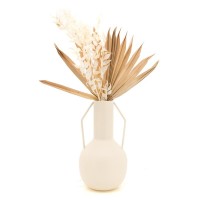 Beige getönte Metallvase mit großen Griffen, eleganten modernen Dekoration für schickes Innenraum