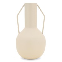 Vaso de metal tingido bege com grandes alças, decoração moderna elegante para interior chique