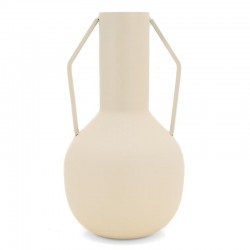 Vaso de metal tingido bege com grandes alças, decoração moderna elegante para interior chique