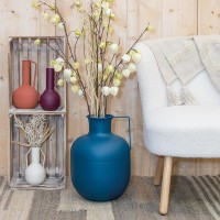 Vaso De Metal Tintado Duplo Annes Pesca, Elegante Decoração Moderna para Interior Chique