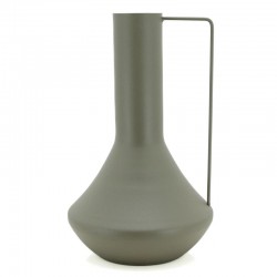 Khaki Metal Vase med stor anse, moderne dekorative vase til elegant interiør