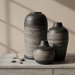 Acabamento preto e natural do mate do vaso de bambu, decoração elegante para flores secas