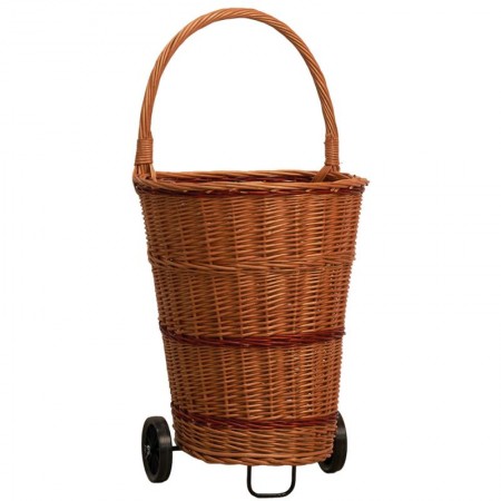 Wicker Market Trolley Buff On Casters Market Stroller Stylish Race Basket