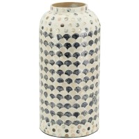 Jarrón de bambú girado en la madre blanca y la perla negra, diseño bohemio de soliflor para flores secas