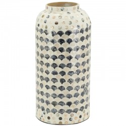 Bambus vase spundet i hvid mor og sort perle, soliffler bohemian design til tørrede blomster