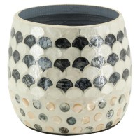 Vaso di bambù filato in madre bianca e nero, design vaso per fiori secchi e decorazione bohémien