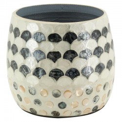 Bambu vas spunas i vit mor och svart, vasdesign för torkade blommor och bohemisk dekoration