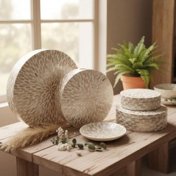 Vaso Soliflower Bambu e Nacre Natural, Flores Secas Ideal, Artesanato e Design Deco