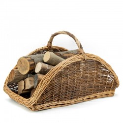 Rustikaler Wicker-Einkaufskorb und rustikaler Buff mit verstärktem Anse Galva-Kabel für den Kamin