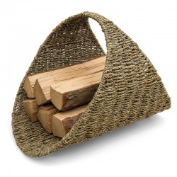 Cesta de Jonc natural e metal de madeira moderna e áspera com salas de estar e lareira