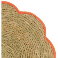 Lot de 6 Sets de Table en Jonc de Mer Naturel Forme Fleur Dessous de Plat Bohème à Bords Colorés