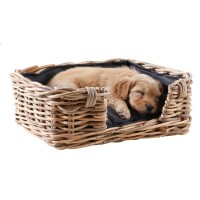 Rectangular Basket Dog and Cat Osier Poor Gray Cozy Cover With Cushion Cotton Removal