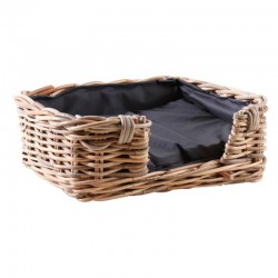Rectangular Basket Dog and Cat Osier Poor Gray Cozy Cover With Cushion Cotton Removal