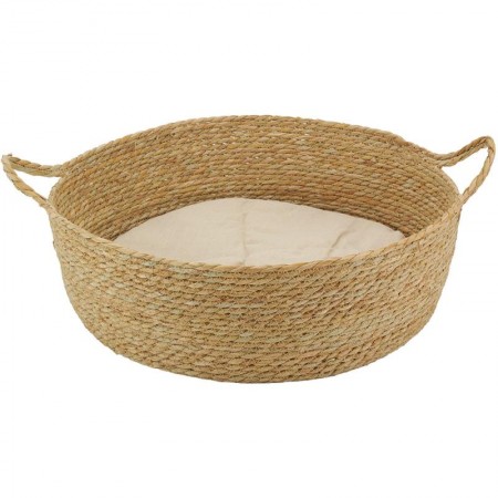 Carrito redondo en mariscos para perros y gato, cama natural de animales con cojín extraíble y lavable Ø 50 cm