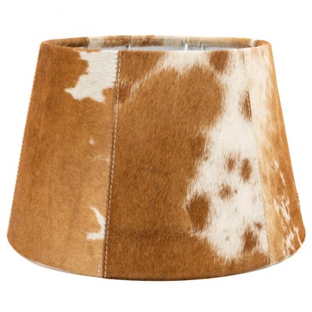 Brun og hvid cowhide lampeskærm ø30cm | Ægte hudarmatur