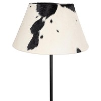 Svart metall gulvlampe og single cowhide lampeskjerm | Industriell og rustikk design Stue belysning